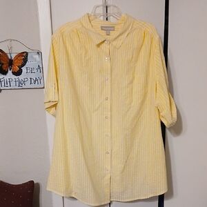Woman Within Yellow and White Striped Shirt